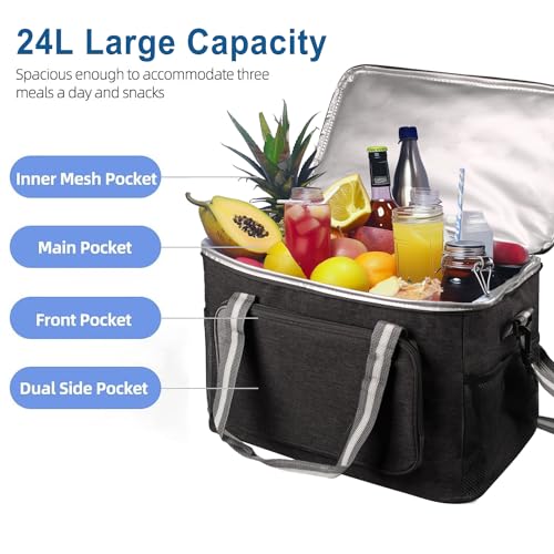 iknoe 36 Can Insulated Cooler Bag, Leakproof Lunch Tote Bag, Black - color: Black, size: X-Large
