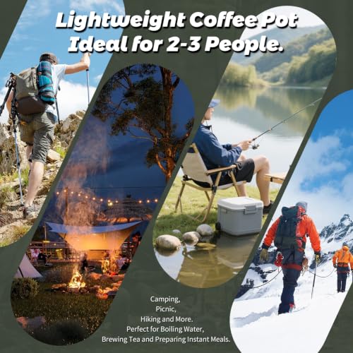 1.8L Camping Kettle Set, Aluminum Alloy Pot with 2 Mugs & Carry Bag | Coffee Tea Kettle, Anti-Scald Handle, Fast Boiling for Open Fire Stove, Hiking Backpacking Picnic