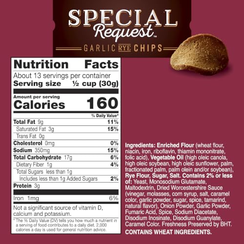 Gardetto's Special Request Garlic Rye Chips, 14 oz | Double Roasted Rye Chips Only, Bold Garlic Seasoning, Extra Crunch, Signature Family Recipe - size: 14 Ounce (Pack of 1)