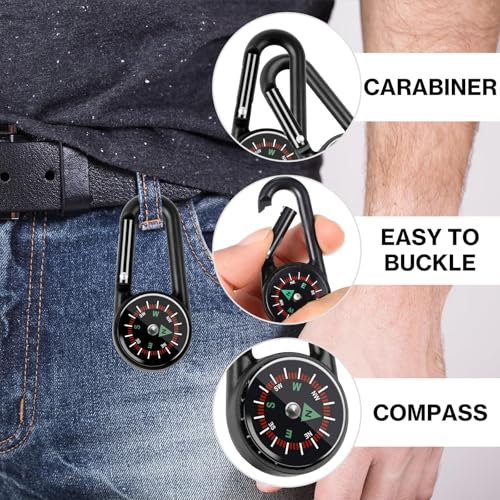12 Pcs Mini Compass Keychain for Kids Bulk, Small Pocket Magnetic Compass Survival Hiking for Outdoor Survival Camping Party Backpacking Accessory - color: Black