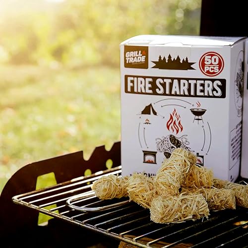Fire Starters, 50 Count Natural Fire Starters for Grill and Charcoal, Fire Starters for Fireplace, Fire Pit and Campfires, Odorless All Weather Fire Starter for BBQ, Smoker and Pellet Stove