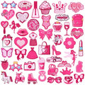 Hotop 48Pcs Pink Iron on Patches for Girls Jeans Jacket - style: Hot Pink Girl