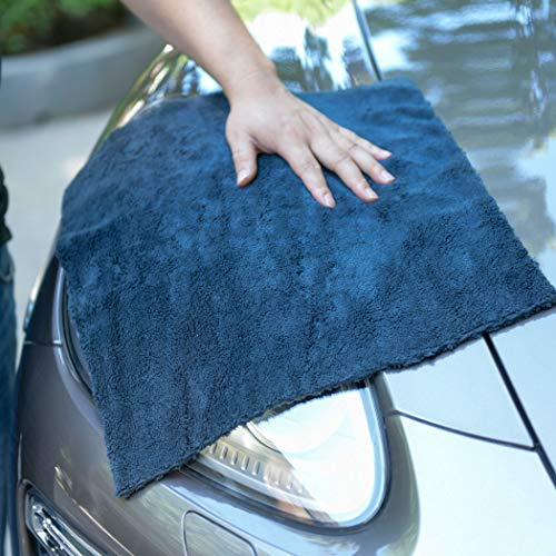 CARCAREZ Premium Microfiber Towels, Car Drying Wash Detailing Buffing Waxing Polishing Towel with Plush Edgeless Microfiber Cloth (Black) - color: Black