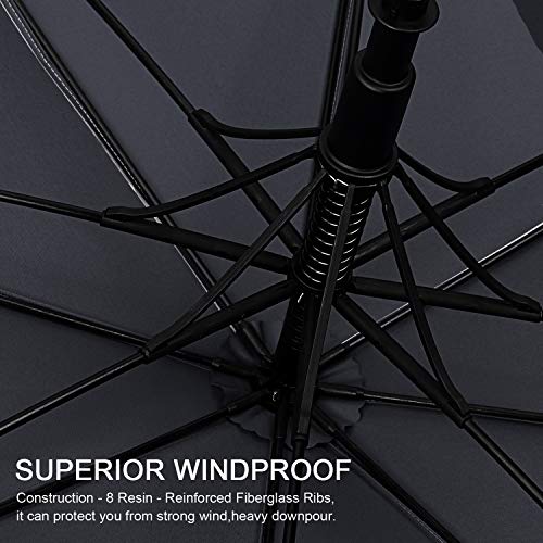 G4Free 47/54/62/68 Inch UV Protection Golf Umbrella Oversized Sun Umbrella | UPF 50+, Auto Open, Vented Double Canopy, Extra Large Coverage, Heavy Duty, Windproof Stick Umbrella - color: Black/Silver, size: 68 inch