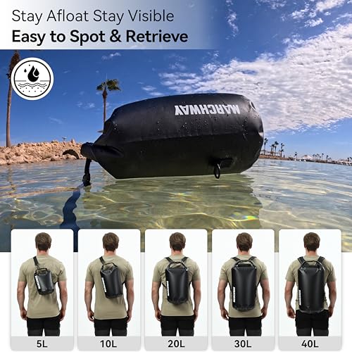 MARCHWAY Floating Waterproof Dry Bag Backpack 5L/10L/20L/30L/40L, Roll Top Sack Keeps Gear Dry for Kayaking, Rafting, Boating, Swimming, Camping, Hiking, Beach, Fishing - color: Black, size: 10L