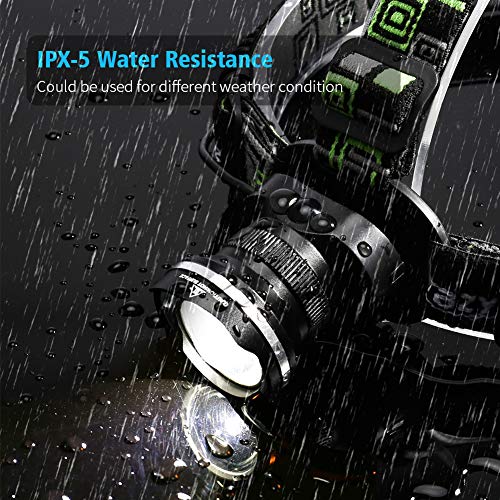 LED Headlamp, Super Bright Headlamp Headlight Flashlight, 3 Modes Zoomable Headlamps for Runing,Hiking,Camping,Fishing,Hunting(Black)