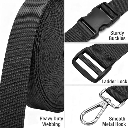 1" x12YD Heavy Duty Nylon Webbing Strap DIY Kit - color: Black