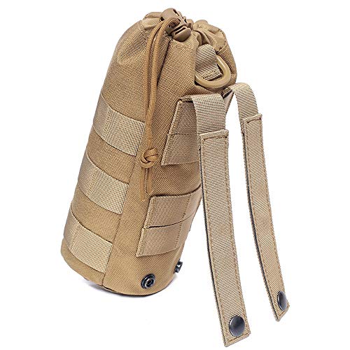 Water Bottles Pouches - 1000D Tactical Molle Drawstring 32OZ Hydration Carrier Bag - color: 2 Pack Black