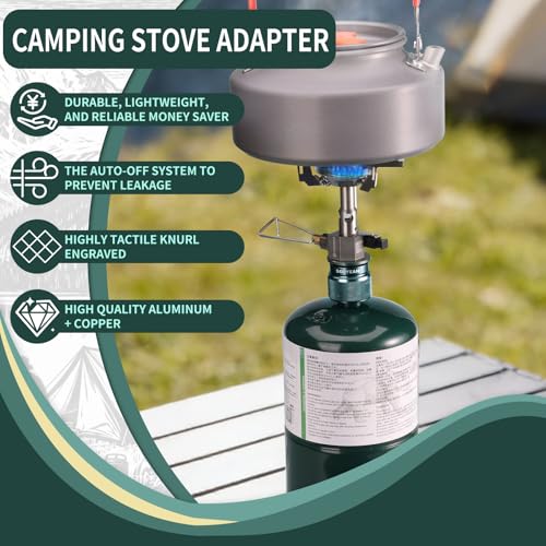 Camping Stove Adapter 1 Lb Propane Small Tank Adapter, Dark Green | EN417 Valve Output, Camp Fuel Gas Adapter LPG Canister Adapter for Outdoor Backpack Hiking