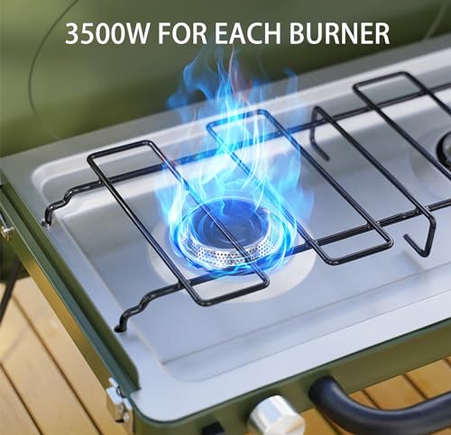 Portable Camping Gas Stove 2-Burner - color: Green