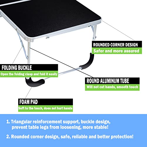 Portable Folding Table - Small Outdoor Folding Table, Suitable for Travel, Camping, Beach, Barbecue, Picnic, Party, Patio (Black) - color: Black