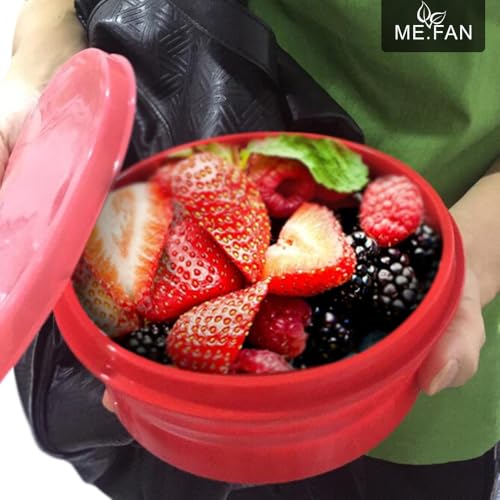 ME.FAN Silicone Collapsible Bowls - Silicone Folding Travel Bowl with Lids - Expandable Food Storage Containers Set - Portable, [27oz] - color: 2 Pack-Blue-Light Green
