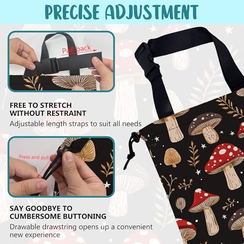Car Garbage Bag Mushrooms and Golden Leaves Hanging Canvas Car Trash Bag Drawstring Car Back Seat Organizer for Car Back Front Seat Console with Adjustable Buckle - color: Mushrooms and Golden Leaves