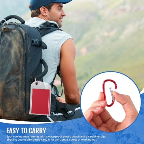 Hosuly 6 Pack Cooling Towel 40" X 12", Cool Neck Wrap,Red | Cooling Rag for Neck and Face, Ice Breathable Chilly Towels, Portable Bag, Quick Cooling for Hot Weather - color: Red