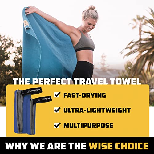 Wise Owl Outfitters Microfiber Camping Towel - Quick Dry Towel for Travel, Backpacking, Hiking, Beach, Gym & Yoga - Compact, Fast Drying & Lightweight - color: Grey, size: Large (24x48) + Washcloth (12x12)