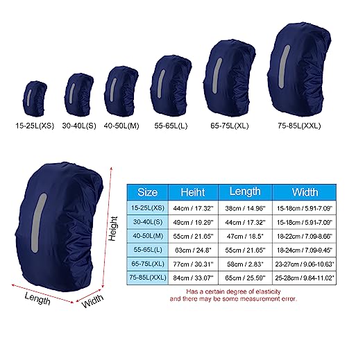 PATIKIL Waterproof Backpack Rain Cover, Non-Slip Backpack Cover with Vertical Reflective Strap Stay Dry for Hiking, Camping, Hunting - color: Dark Blue, size: X-Small