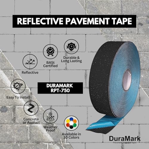DuraMark RPT-750 Reflective Pavement Marking Tape, Black, 3 in x 108 ft - color: Black, size: 3 Inch x 108 Ft