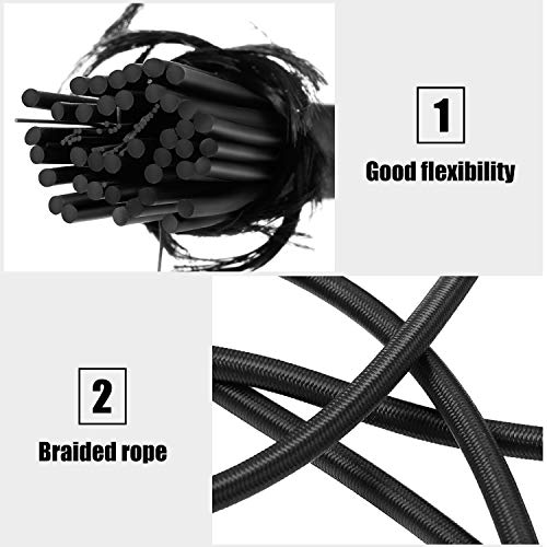 WILLBOND 1/8 Inch x 25 Feet and 1/4 Inch x 25 Feet Bungee Shock Cord, Elastic Nylon Cords Marine Kayak Heavy Stretch String Rope and Tie Down Trailer Strap (Black)