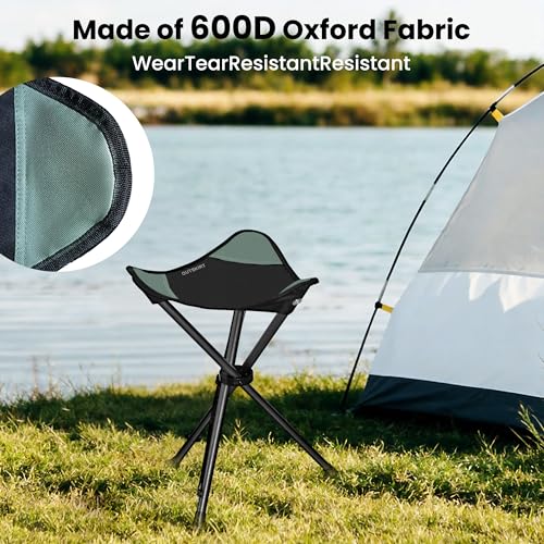 OUTSKIRT Camping Folding Tripod Stools Portable 2 Pack Extra Tall for Adults High Lightweight for Fishing Hiking Backpacking - color: Black and Grey