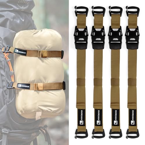 4 Pcs Tactical Molle System Backpack Straps and Buckles Set -Adjustable 19.49" Pack Attachment Strap Accessories(Khaki) - color: Khaki