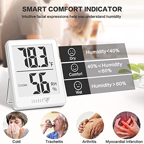 DOQAUS Digital Hygrometer Indoor Thermometer Humidity Meter, White - color: White