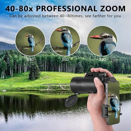 Monocular-Telescope 80x100 High Powered Monoculars High Definition for Adults High Powered with Smartphone Adapter Telescope Wildlife Bird Watching Travel Camping Hiking-Black - color: Green