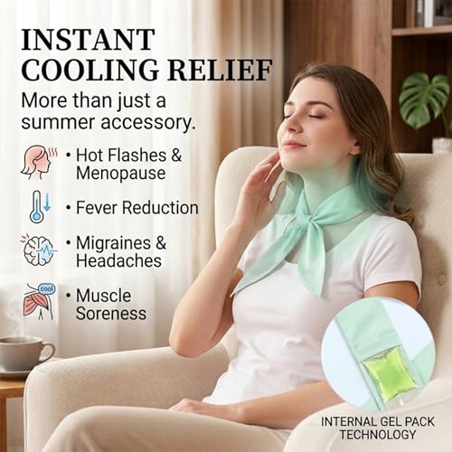 Cooling Towel with Soft Gel Ice Pack Inserts |Gel Ice Packs Reusable - Multi Purpose Compression Wrap - Neck, Legs, Arms, Shoulders - Ideal for Post Surgery, Migraines, Hiking and Injuries (Green) - color: Green