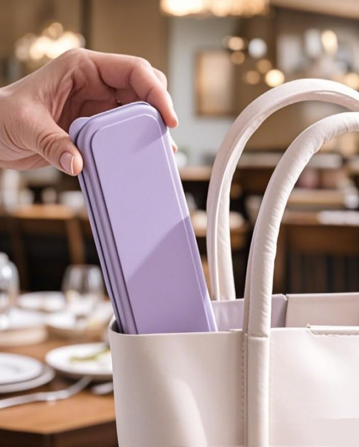 Portable Travel Utensils - Reusable Travel Utensils with Case (Purple) - color: Purple