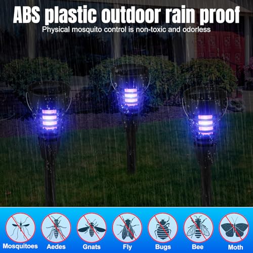Qualirey 4 Pack Solar Bug Zapper & Mosquito Killer Outdoor Waterproof Cone-Shaped LED Light Mosquito Repellent for Patio, Garden, Yard, Camping - Hanging/Insertion Design (White & Purple Light) - color: White & Purple Light