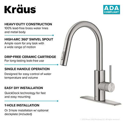 KRAUS Spot Free Stainless Steel Pull Down Kitchen Faucet KPF-2620SFS - color: Spot-Free Stainless Steel, style: Pull Down Faucet