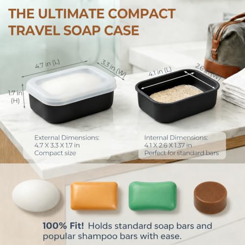 AIMAIAIMAI Enhanced Leak Proof Travel Soap Case, Compact Silicone Travel Soap Dish with Drainage Pad, Great for Gym, Camping, Bussines Trip (Black) - color: Black