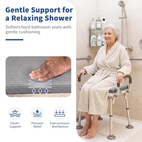 Shower Cushion, Non-Slip Air Fiber Bath Pad, Grey - color: Gray