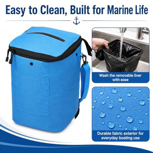 Boat Trash Can, Portable Boat Trash Bag, Reusable Garbage Bag, Easy to Install & Clean, 3.96 Gallons Multi-Purpose Boating Equipment Accessories - color: Blue