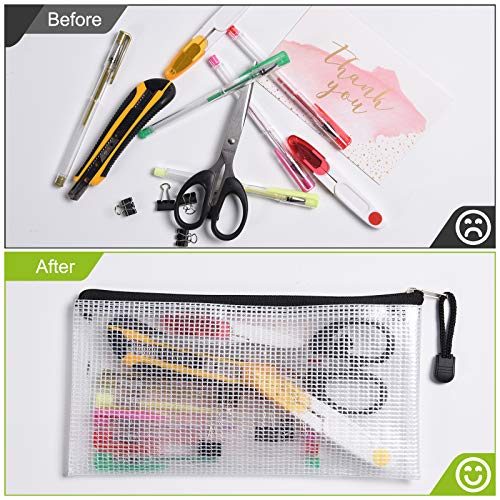 6PCS Mesh Zipper Pouch Bags: A6 Clear Zipper Pouches for Classroom, Black - color: Black, size: A6 (9.25×4.25 inch)