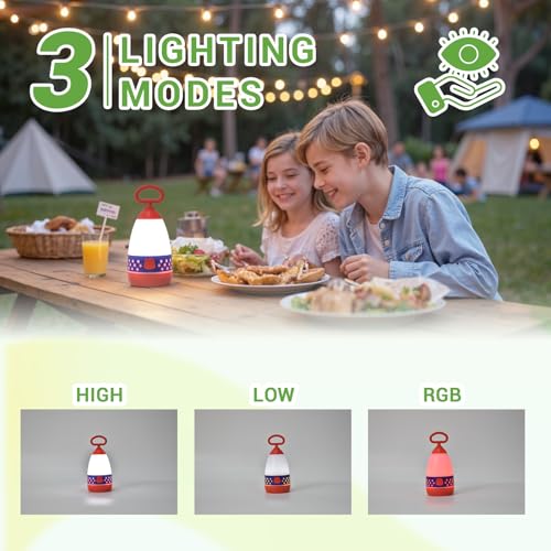 Kids Camping Lantern & Night Light Battery Powered, American Flag - color: American Flag