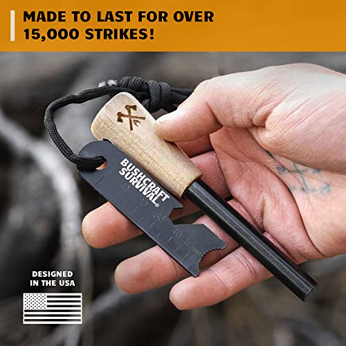 Ferro Rod Fire Starter Kit & Backpacking Multitool | Flint and Steel Striker | Waterproof Magnesium Farrow Rod Tool & Firestarter for Campfires - style: Ferro Rod W/ Paracord Bracelet Multi-tool