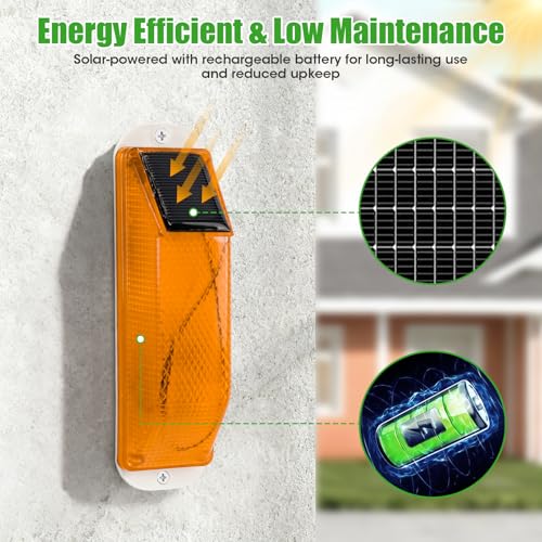 4 Pack Solar Strobe Warning Lights, LED Flashing Road Safety Beacons Yellow - color: Yellow