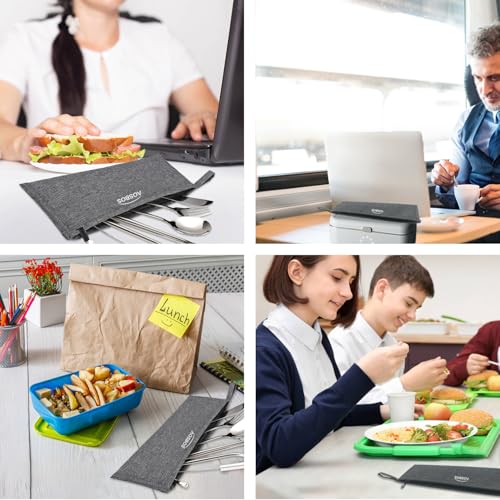Aosbos Reusable Straws & Chopsticks Case, Portable Carrying Bag, Small Pouch for Stainless Steel, Silicone, Plastic, Straws, Travel Utensil Sets - Grey - color: Grey x 1