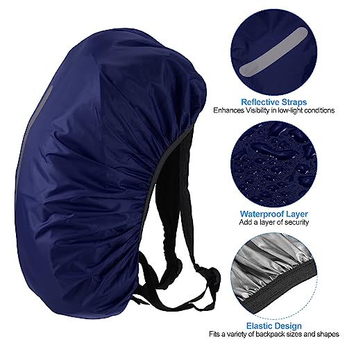 PATIKIL Waterproof Backpack Rain Cover, Non-Slip Backpack Cover with Vertical Reflective Strap Stay Dry for Hiking, Camping, Hunting - color: Dark Blue, size: X-Small