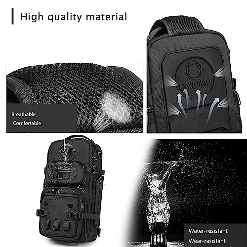 OZUKO Tactical Backpack Chest Sling Bags for Men, Waterproof Crossbody Shoulder Daypack for Outdoor Walking Hiking Trekking (Camo) - color: Camo