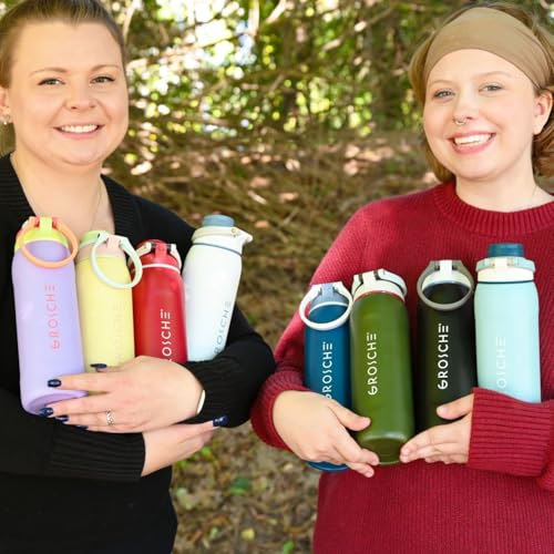 GROSCHE Kamloops Triple-Wall Bottle with Chug Lid, Midnight Chill, 24 oz | Built-In Carry Loop, Cupholder-Friendly Base, Dishwasher-Safe Design, Leakproof Flask for Travel, Workouts and Daily Use - color: Midnight Chill