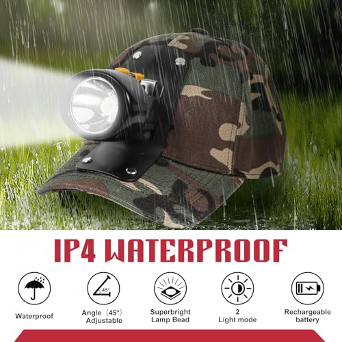 High Lumens LED Mining Headlamp with Hat - Waterproof, Durable, Long-Lasting Rechargeable Headlight, Adjustable Strap, Perfect for Miners Camping Hiking (KL2.8 Black-Yellow Button with Hat) - color: KL2.8 Black-Yellow Button with Hat