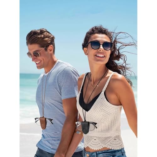 Portable Travel Sunglasses Holder，Magnetic Leather Glasses Eyeglasses Hanger Clip For Women Men(Brown) - color: Black