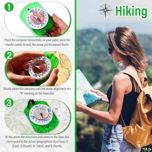 20 Pcs Acrylic Orienteering Compass Hiking Backpacking Survival Reliable Compass Advanced Scout Compasses Outdoor Gear for Map Reading Navigation Camping Survival Exploring - color: Green