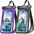 Rynapac Waterproof Phone Pouch 2 Pack, Waterproof Phone Case, [Up to 8.5''] | Face Unlock, Touchscreen, Durable IPX8 Dry Bag for iPhone 17 16 15 Pro Max, Includes Lanyard, Beach & Cruise Essentials 2026 - color: [Black + Purple]