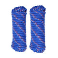 3/8 in × 100 ft Blue Diamond Braided Polypropylene Rope with Non-Woven Core, 32-Strand High Strength for Clothesline, Flagpole, Camping, Indoor & Outdoor Use (2 Pack, 50ft Each) - size: 3/8" x 100FT, style: Blue