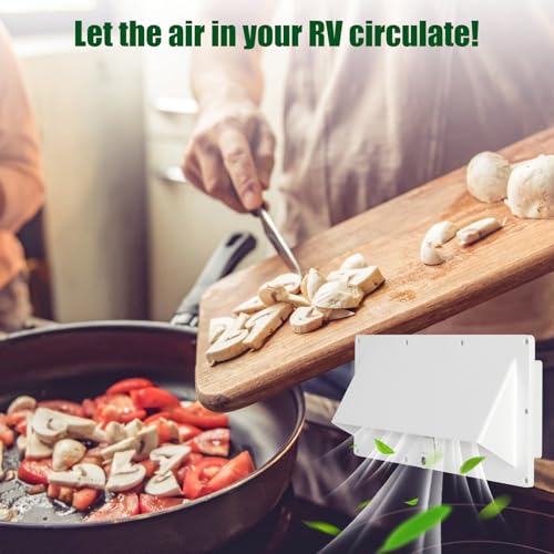 Aluminum RV Stove Vent Cover, Adjustable Depth without Cutting, Butyl Tape, Kitchen Exterior Vent Cover,Camper Range Hood Replacement,Comes with Necessary Accessories for Installation