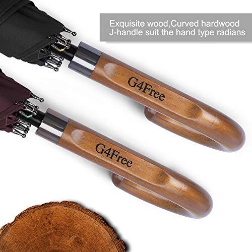 G4Free 52/62inch Golf Umbrella Windproof Large Stick Umbrella Wooden Handle - color: Black, size: 62 inch