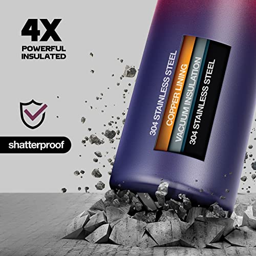 Stainless Steel Insulated Water Bottle and Travel Mug for Hot and Cold Beverages, Wide Mouth, Double Wall Insulated Hydration Sports Water Bottle for Hiking, Biking, Outdoor, 40 OZ BPA Free - color: Purple Orchid, size: 40 Ounces