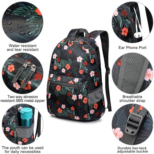G4Free 20L Small Foldable Ultralight Waterproof Backpack for Camping Hiking Cycling Men Women - color: B-flower Black, size: 20L